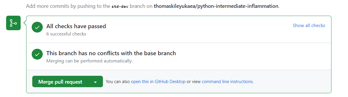 Merging a pull request in GitHub